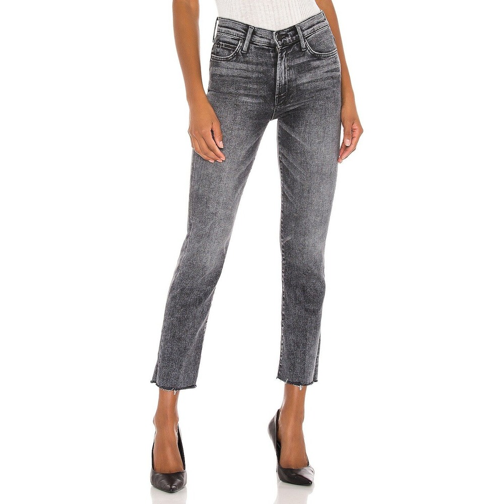 MOTHER High Waisted Rascal Ankle Snippet Train Stops Sz 26 Gray Wash Denim Jeans